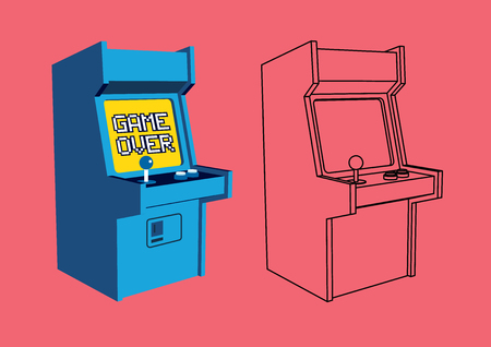 Vector Retro Arcade Game Machine with Outlineのイラスト素材