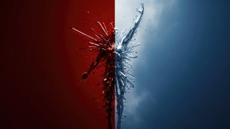 Water splashes with flag of France, 3d render illustration.の素材