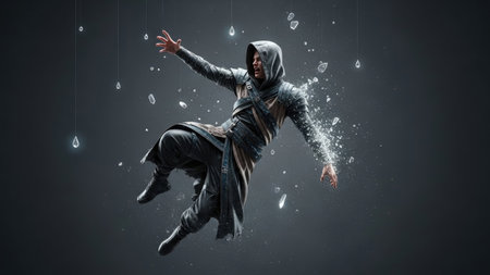 Dancing breakdance. Mixed media. Mixed media. Mixed mediaの素材