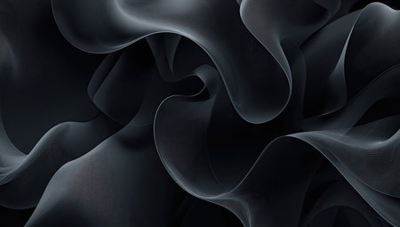 Abstract black wavy background. 3d rendering, 3d illustration.の素材