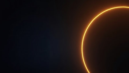 Neon circle with copy space on dark background. 3D renderingの素材