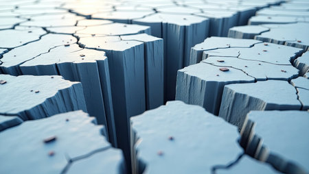 Cracks in the ground. Global warming concept. 3d renderingの素材