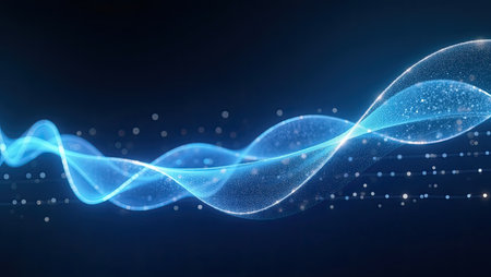 abstract blue wave background, technology concept. 3D Renderingの素材