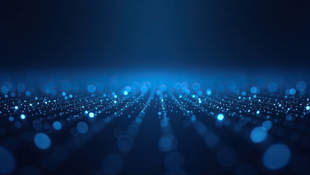 Futuristic abstract background with glowing particles. 3d rendering.の素材
