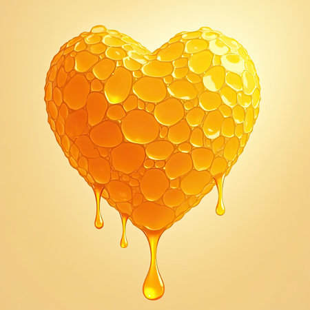 Heart from honeycombs. Honey dripping from a heart. Vector illustration.の素材