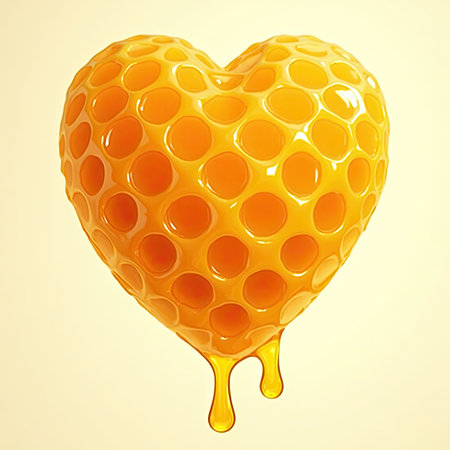 Honey in the form of a heart. 3d illustration.の素材