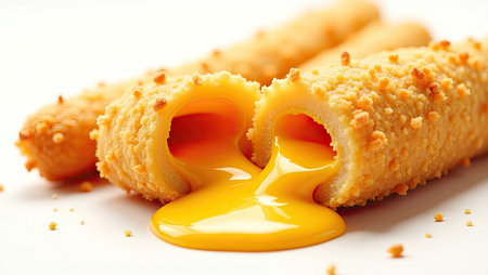 Biscuits with condensed milk on white background. Shallow dof.の素材