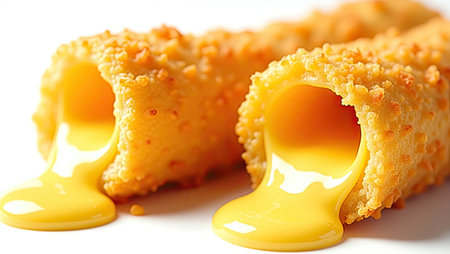 Crispy pancakes with honey on a white background, close-upの素材