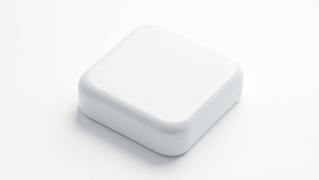 White square button isolated on white background. 3d render illustration.の素材