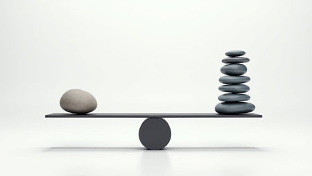 Balance of zen stones on a white background. 3d renderingの素材
