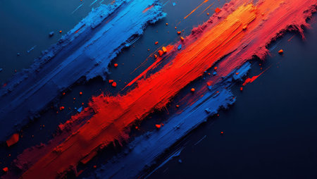 Abstract background with blue, red and orange brushstrokes. Vector illustrationの素材
