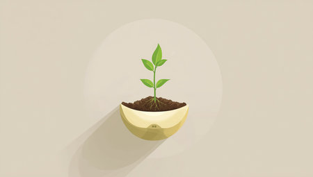 Green sprout in a pot. Vector illustration. Eps 10.の素材