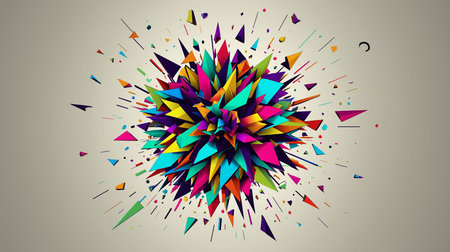 3d rendering, abstract geometric shape, colorful explosion, computer generated imagesの素材