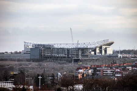 MADRID, SPAIN - JAN 12, 2017 - New Atletico de Madrid Stadium, called Wanda Metropolitano, under construction in the city of Madridのeditorial素材