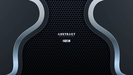 Abstract gray metal curve design with perforated modern luxury background vector illustration.suitable for Web Banner, Posters, Flyer, Cover, Brochureのイラスト素材
