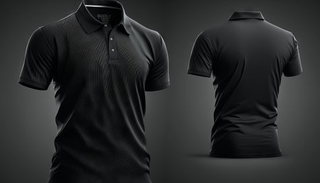 Realistic mockup of male black polo shirtの写真素材