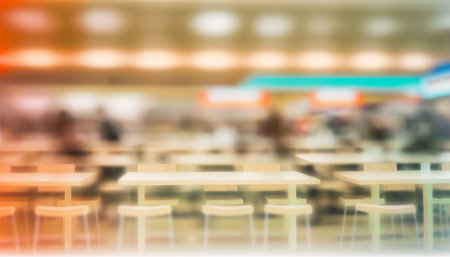 Abstract blur food court in shopping mall for backgroundの素材