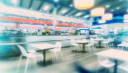 Abstract blur food court in shopping mall for backgroundの素材