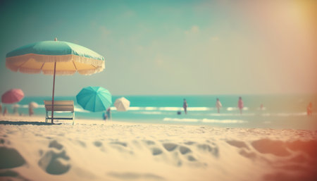 Summer holidays beach background as soft ethereal dreamy background, professional color grading, soft shadows, no contrast, clean sharp focusの素材