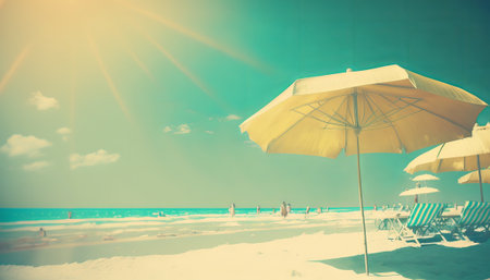 Summer holidays beach background as soft ethereal dreamy background, professional color grading, soft shadows, no contrast, clean sharp focusの素材