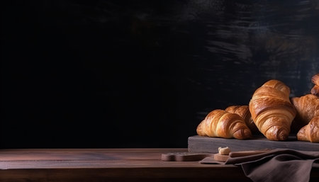 Croissants and bread frame with copy spaceの素材