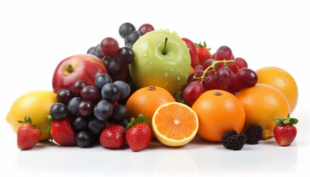 Fresh fruits isolated on white backgroundの素材