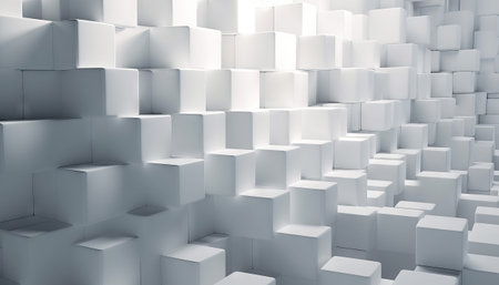 illustration of a white and grayish cubic construction block backgroundの素材