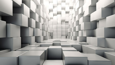 illustration of a white and grayish cubic construction block backgroundの素材