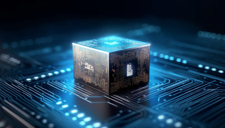 Ai processor chip of cube technology artificial intelligence learnability conceptの素材