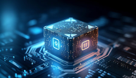 Ai processor chip of cube technology artificial intelligence learnability conceptの素材