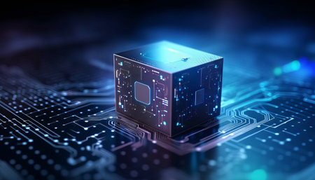 Ai processor chip of cube technology artificial intelligence learnability conceptの素材