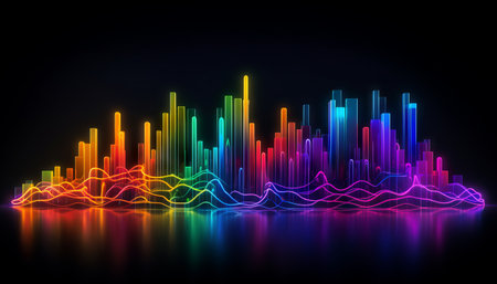 multicolored neon lights in a gradient formationの素材