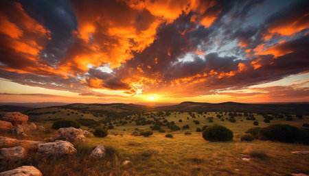 colorful landscape with majestic clouds spread across the horizonの素材