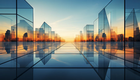 Abstract reflections in modern architectureの素材