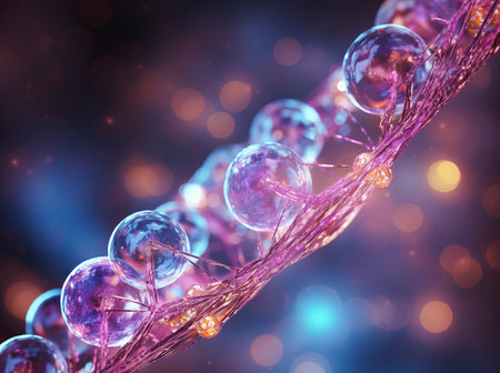 a dna strand in a blue background, in the style of light magenta and bronze,の素材