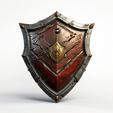 This image shows a 3D model of a shield with a simple and elegant designの素材