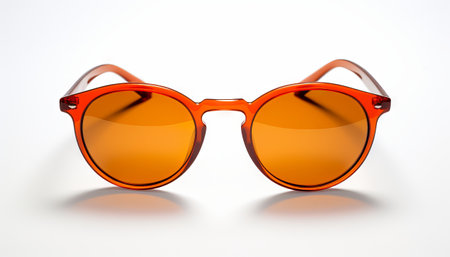 Stylish sunglasses on a plain white background without shadowsの素材