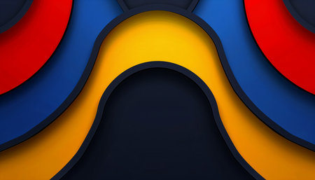 Colorful abstract background with curved lines suitable for graphic design projects, social media posts, website backgrounds, and digital art creations.の素材