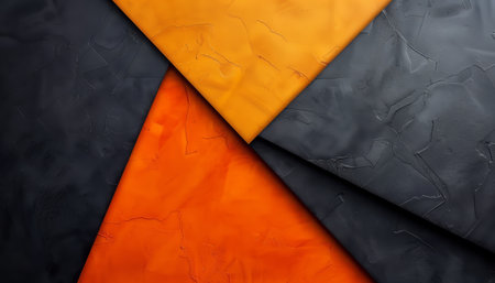 A textured abstract background featuring geometric shapes in shades of orange and blackの素材