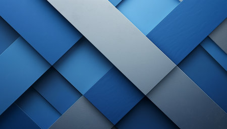 A digital illustration of a geometric pattern featuring overlapping blue and gray shapes creating a diagonal composition.の素材
