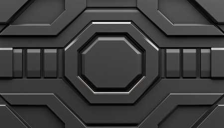 A 3D rendering of an abstract geometric pattern with an octagon in the center, creating a sleek and modern design.の素材