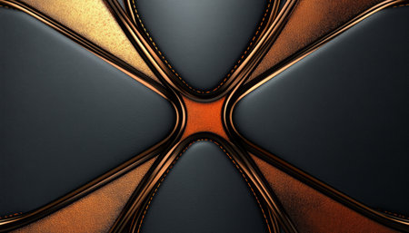 A digital illustration of an abstract geometric pattern featuring black, orange, and copper elements.の素材