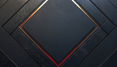 A black diamond frame with golden borders and a textured surface.の素材