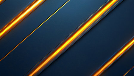 A dark blue background with diagonal lines that have glowing yellow streaks.の素材