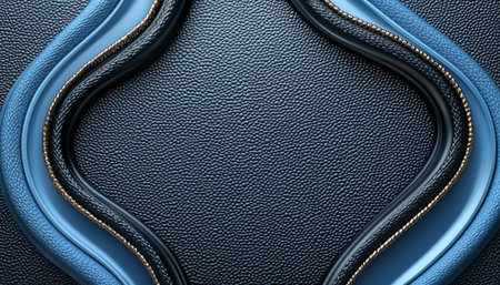 The image shows an abstract design featuring textured blue and black elements with gold accents creating a luxurious and modern aesthetic.の素材