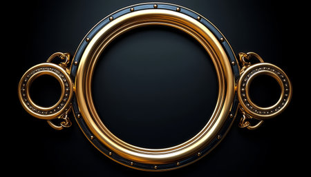 A luxurious oval frame in gold and black with ornate details, ideal for a prestigious or elegant design.の素材