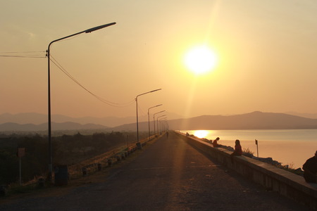 dam trip sunsetの写真素材