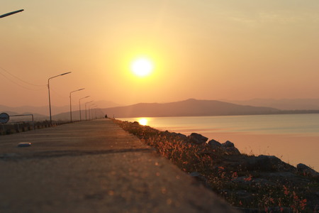 dam trip sunsetの写真素材