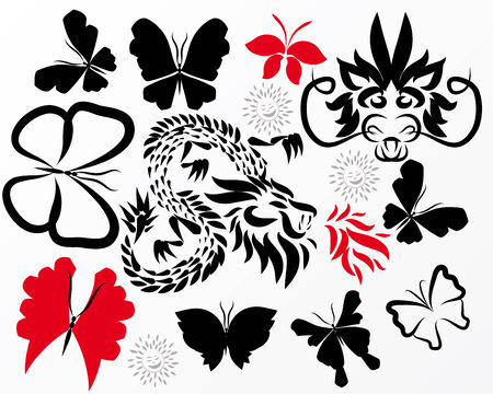 Dragons and butterfliesのイラスト素材
