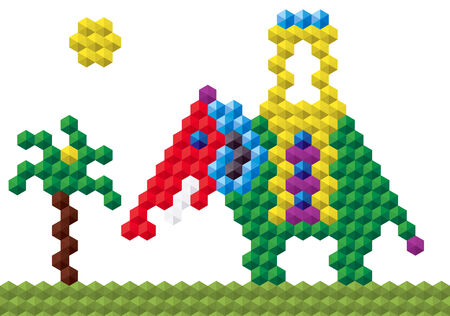 Funny mosaic elephant - an illustration for your design project.のイラスト素材